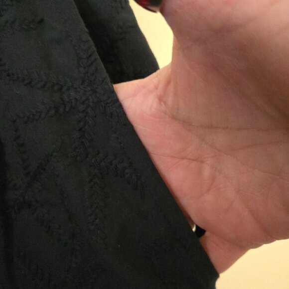 House Of Harlow Navy Embroidered Tone On Tone Cotton Barrel Trousers Size L - Picture 4 of 6